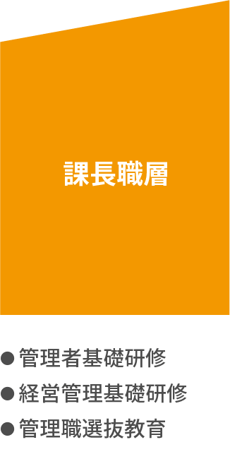 課長職層 ・管理者基礎研修 ・経営管理基礎研修 ・管理職選抜教育